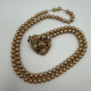 VTG‎ Miriam Haskell? Faux Pearl Necklace Floral Clasp For Repair/Repurpose